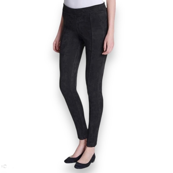 Andrew Marc Faux Suede Pull On Pants High Waist Black Stretch Womens Size Medium - Picture 4 of 13